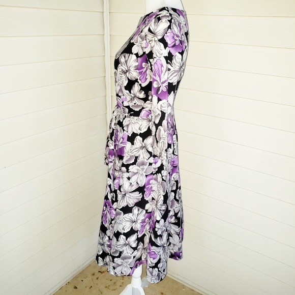 NWT Vintage Retro Style Dark Floral Dress - Picture 3 of 7